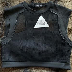 Black mesh crop top